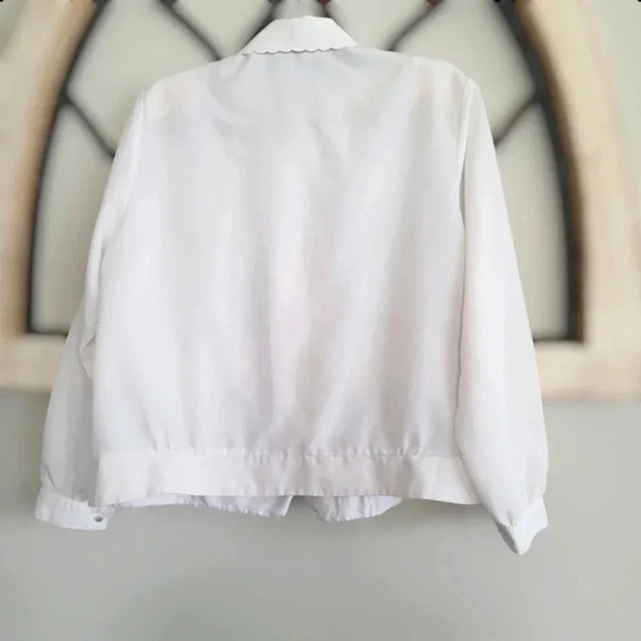 Vintage 70s Elegancia Embroidered Ivory Button Up Crinkle Blouse* Read Details* - Picture 2 of 6